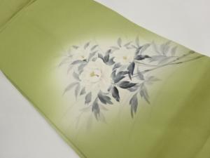 塩瀬金彩手描き牡丹模様暈し名古屋帯